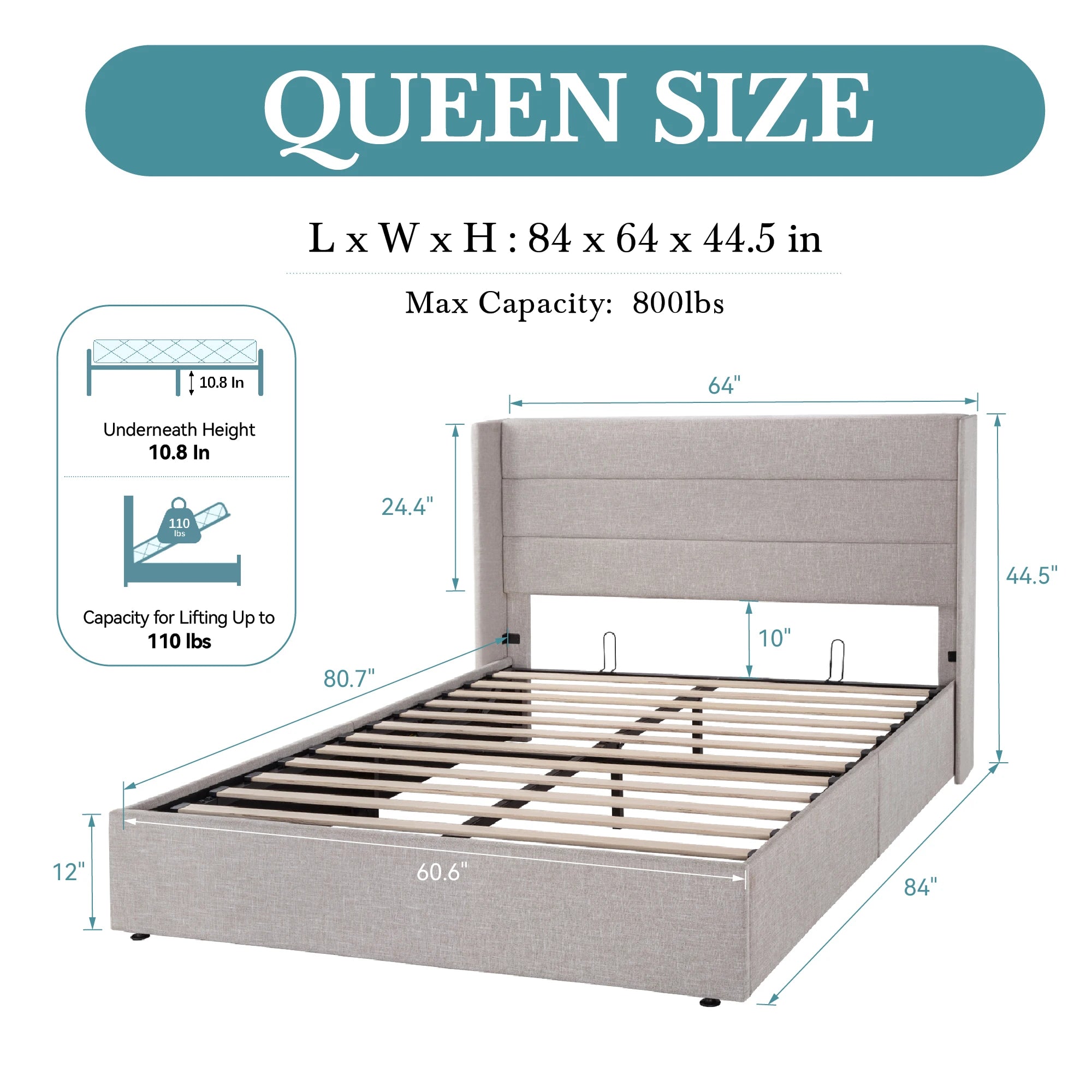 Premium Hydraulic Lift-Up Storage Bed