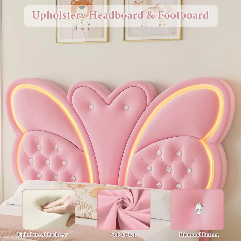 Enchanting Pink Butterfly Twin Bed Frame