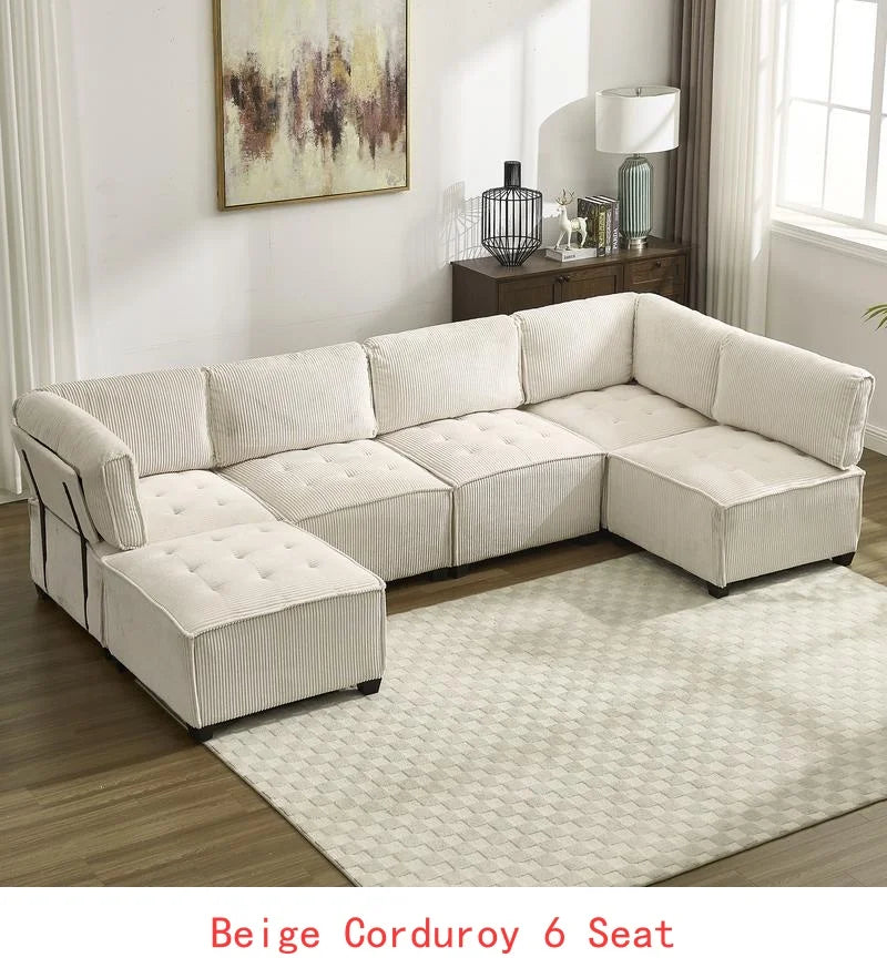 6-Seater U-Shape Modular Sectional Sofa