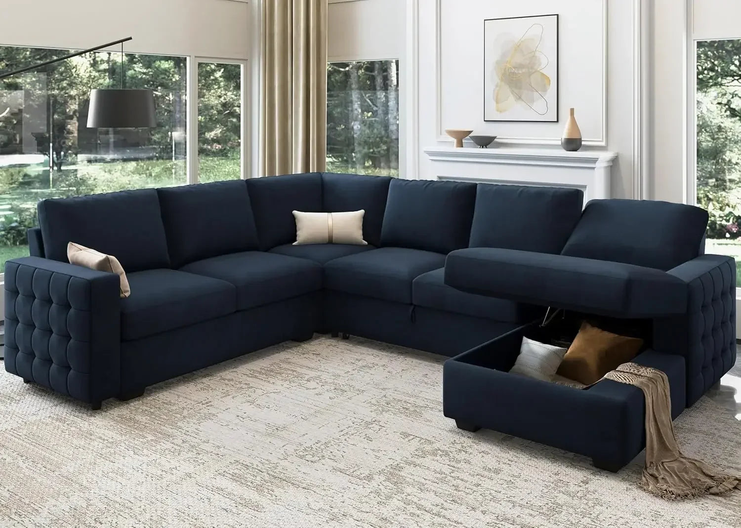 6-Seater U-Shape Sectional Sleeper Sofa