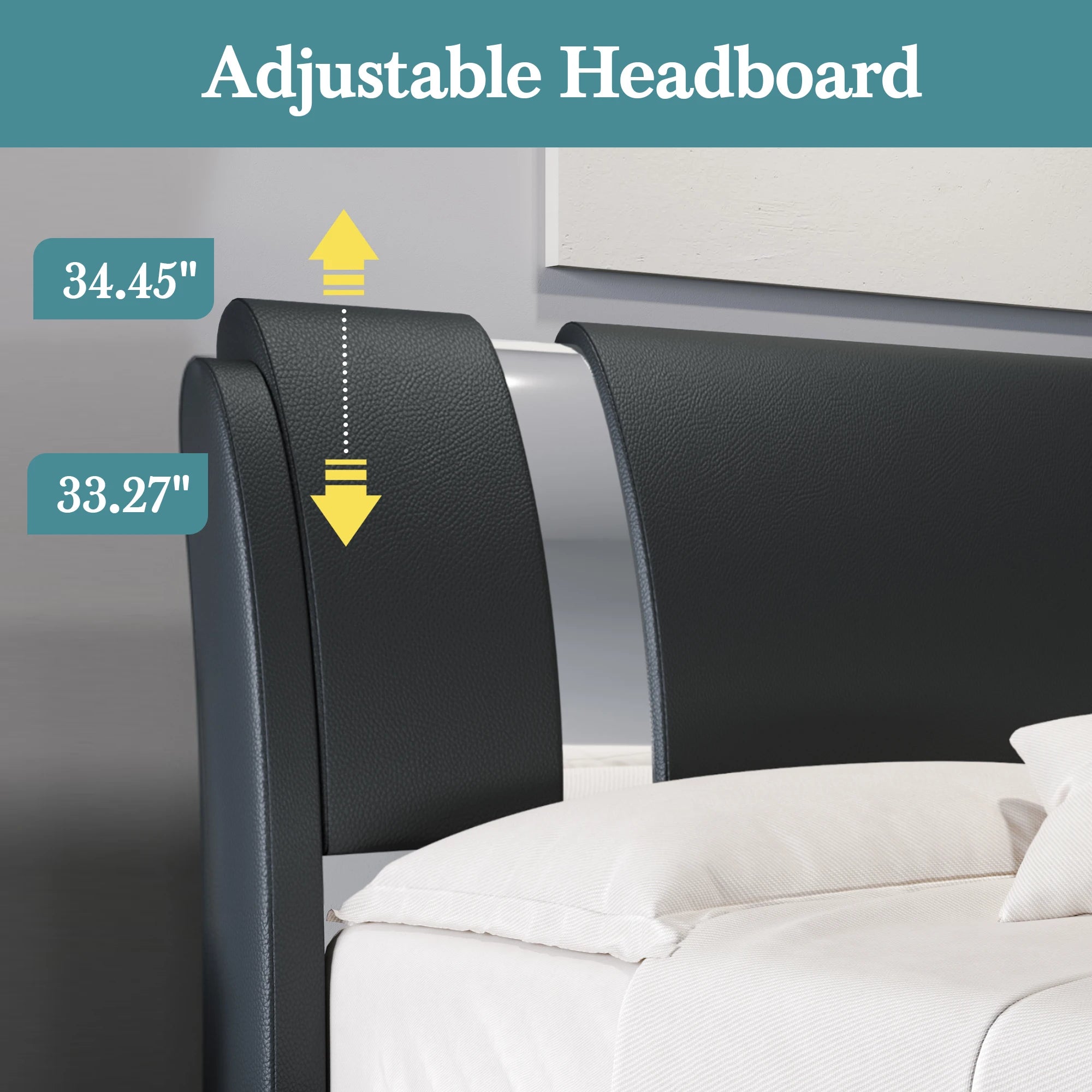 Modern Faux Leather Platform Bed Frame