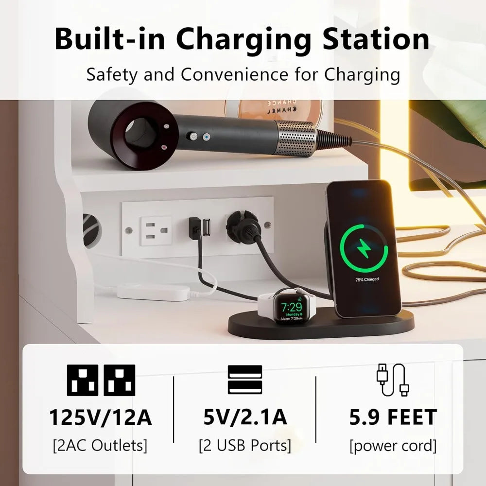 Luxe White LED Vanity Desk