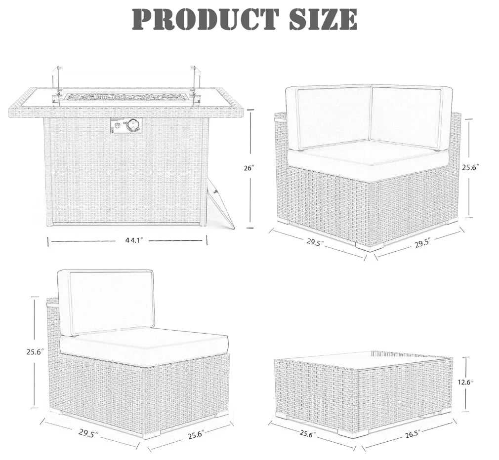 Luxe 8-Piece Outdoor Sectional Set