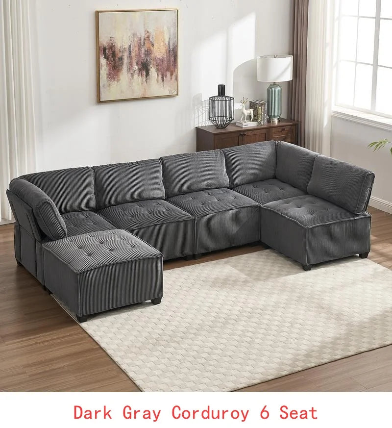 6-Seater U-Shape Modular Sectional Sofa