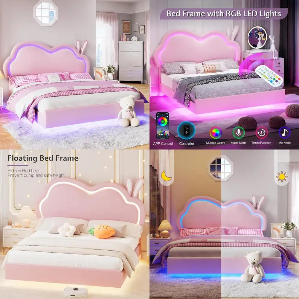 Dreamy Pink Cloud Floating Bed Frame