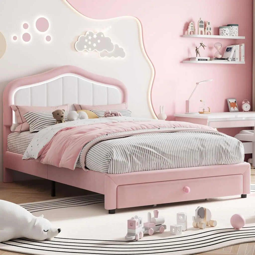Magical LED Crown Headboard Kids Bed Frame