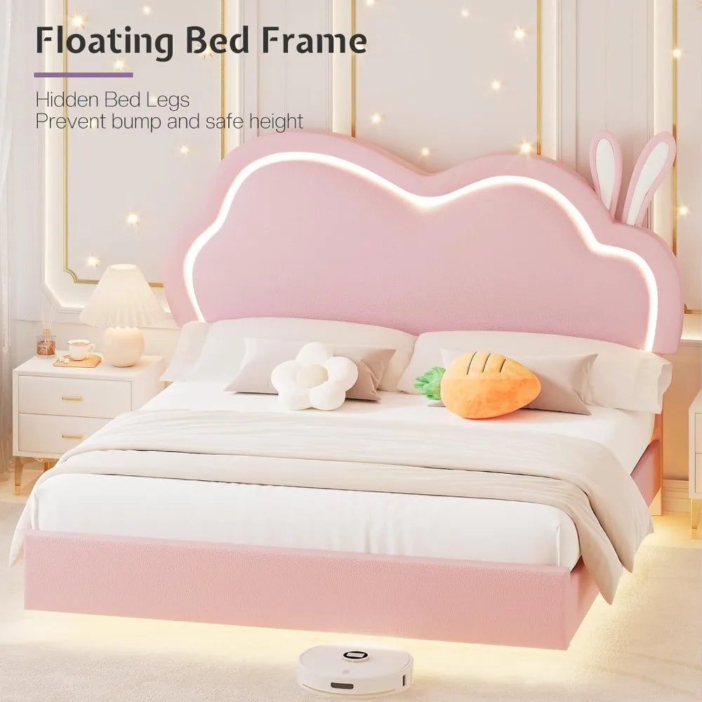 Dreamy Pink Cloud Floating Bed Frame