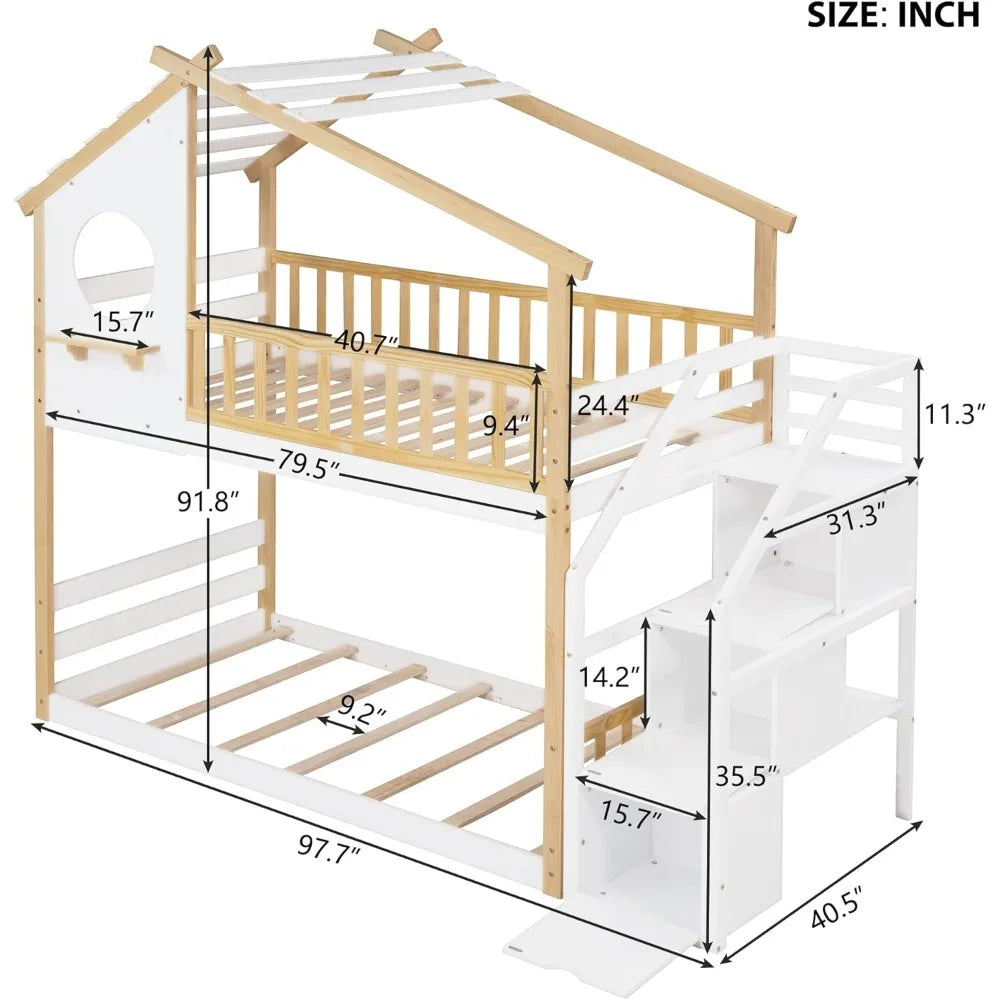Twin Over Twin House Bunk Bed