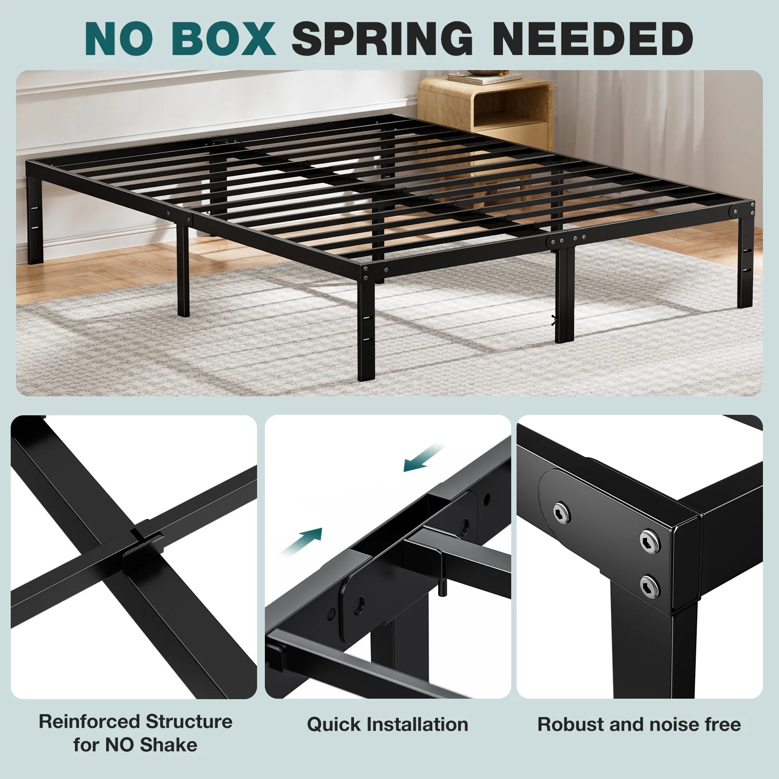 Heavy-Duty Metal Platform Bed Frame