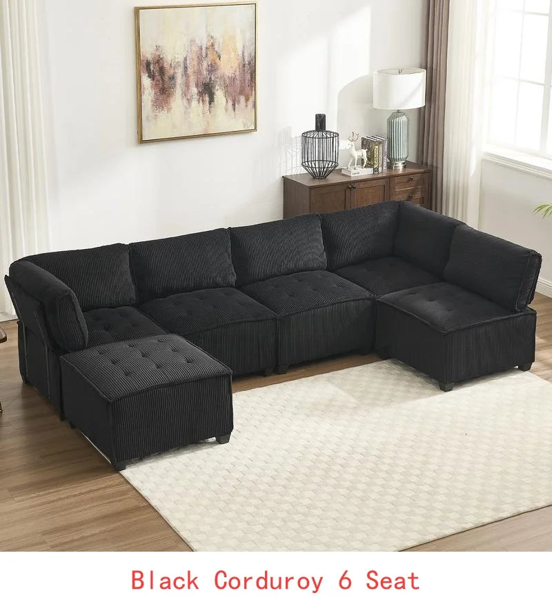 6-Seater U-Shape Modular Sectional Sofa