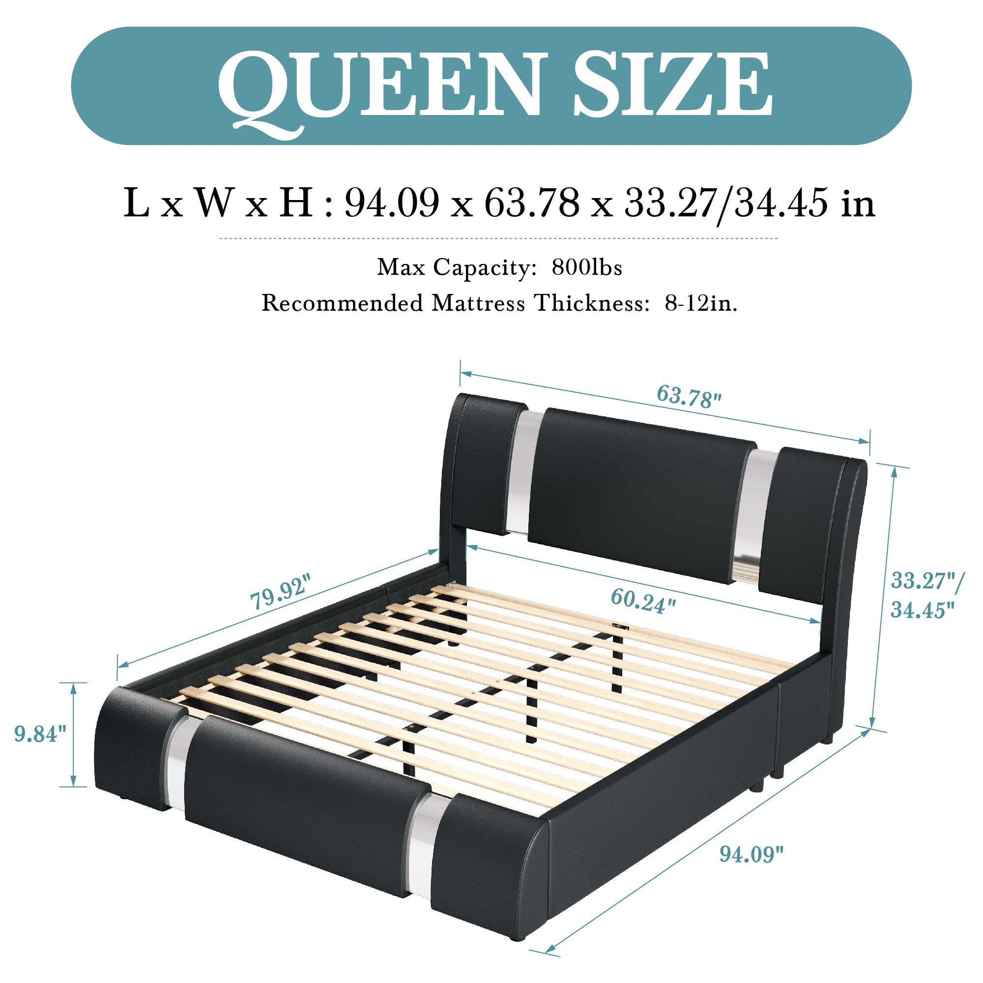 Modern Faux Leather Platform Bed Frame