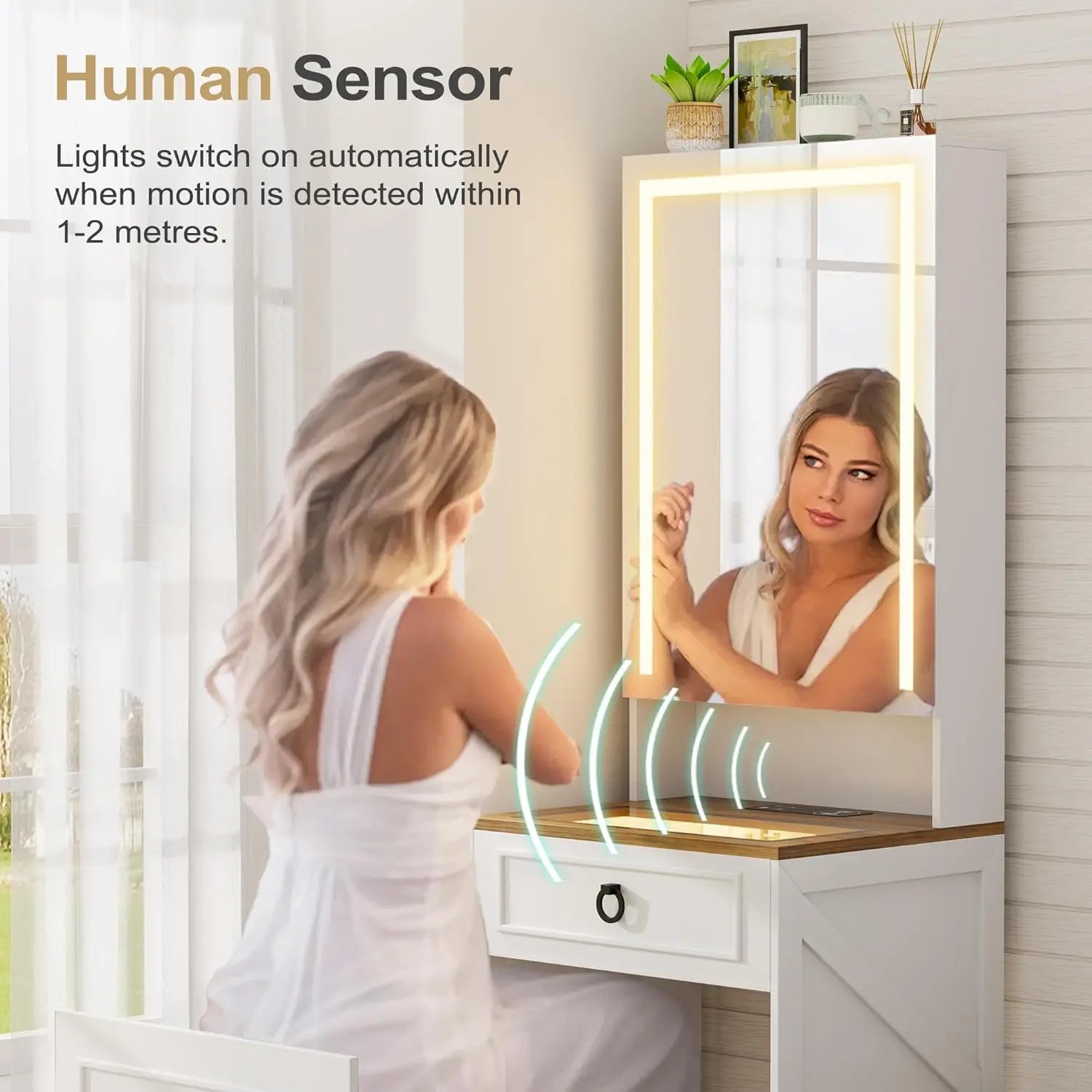 Compact 3-in-1 LED Vanity Desk