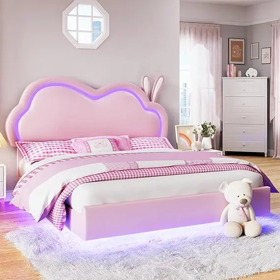 Dreamy Pink Cloud Floating Bed Frame