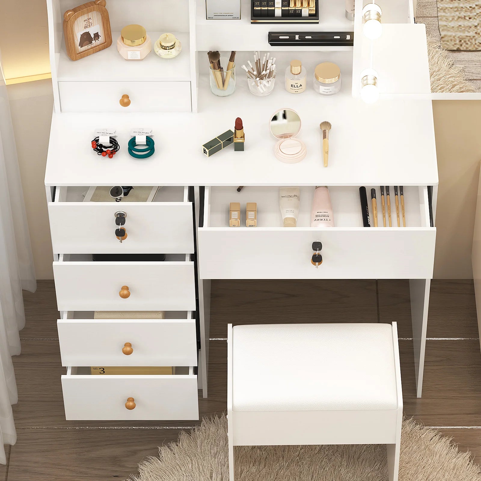 LED Lighted Vanity Desk with Mirror