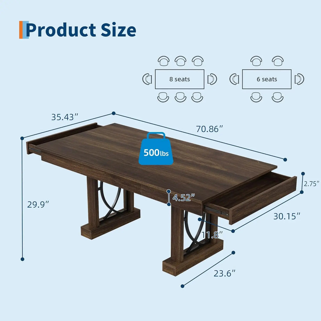 Elegant Wooden Rectangular Dining Table