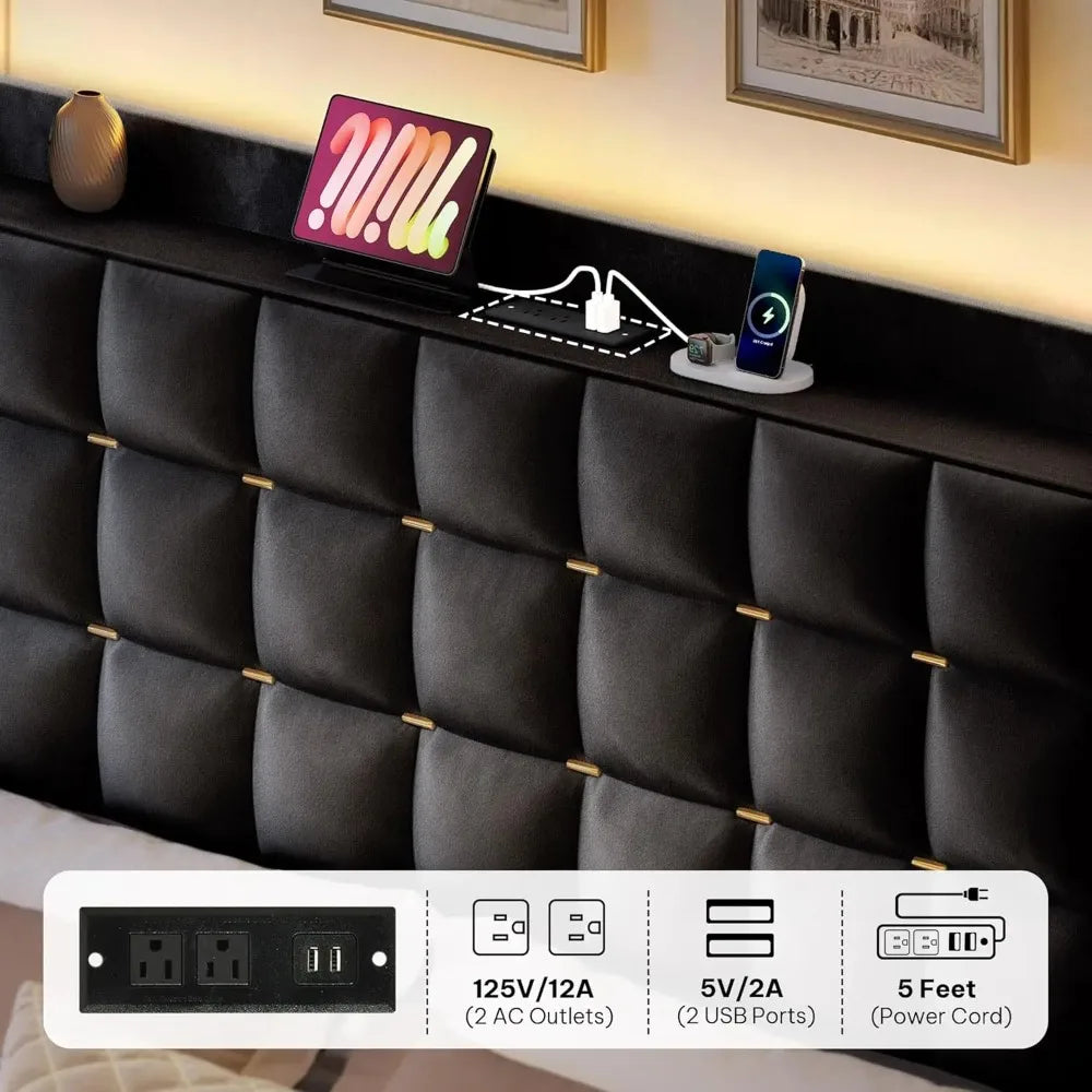 Luxury Queen/King Size Velvet Bed Frame