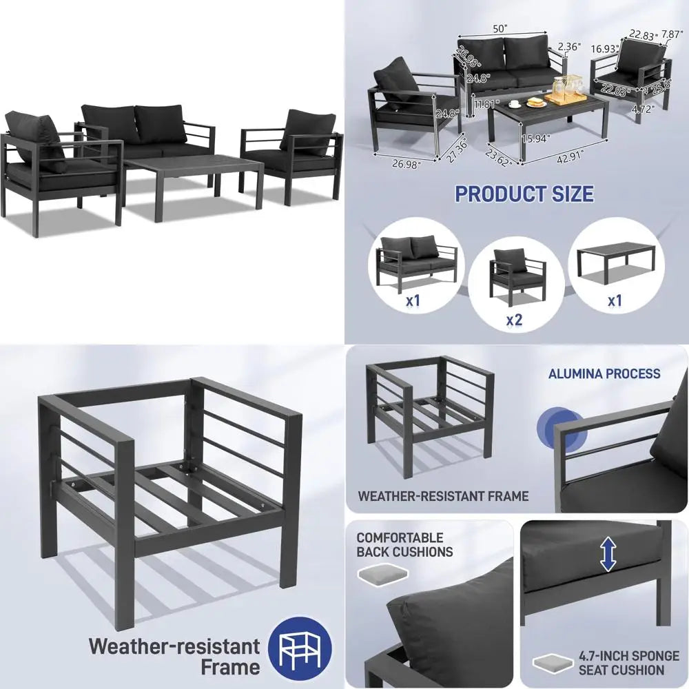 Premium 4-Seat Aluminum Outdoor Sectional Set