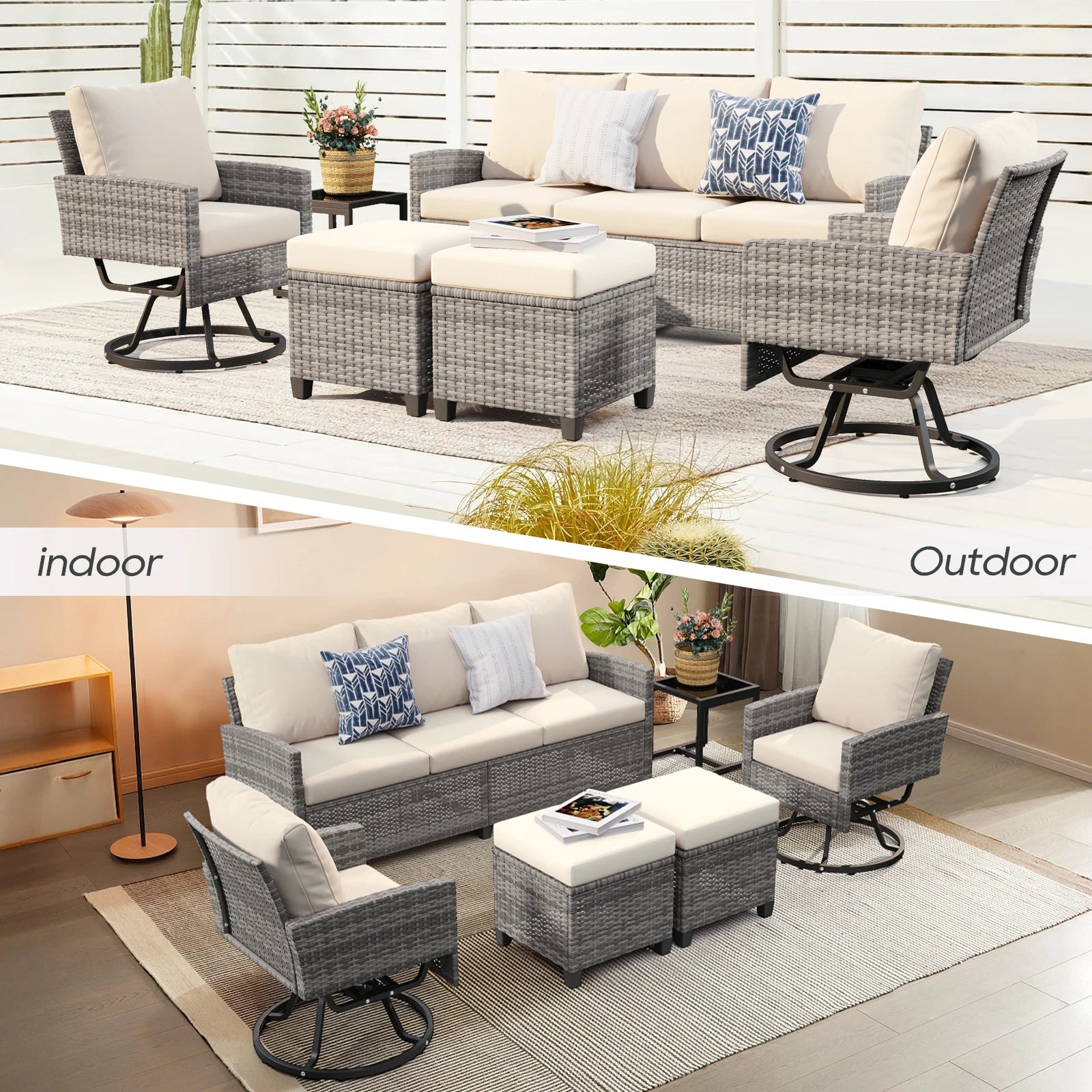 Elegant 6-Piece Wicker Patio Furniture Set