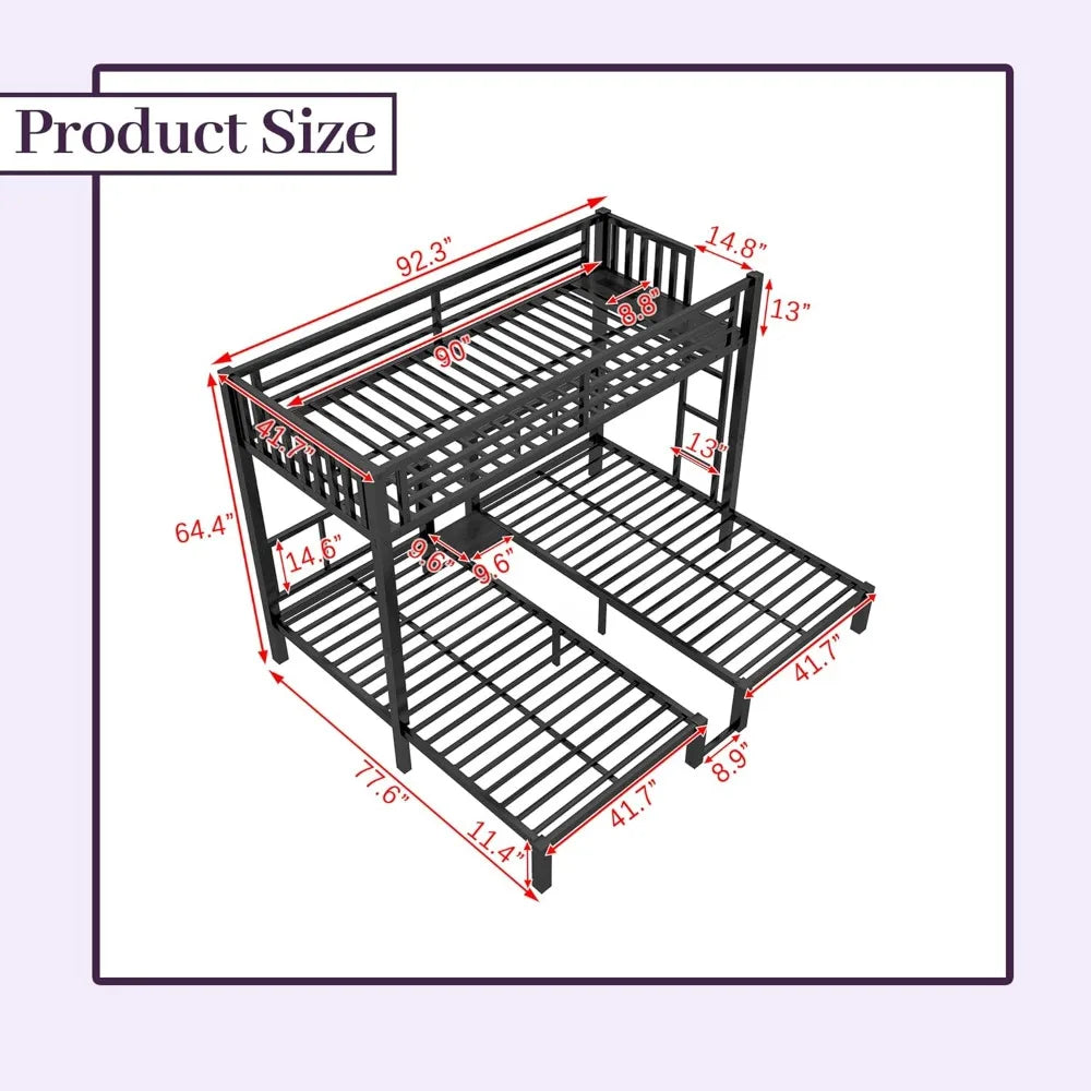 Sturdy Metal Triple Bunk Bed