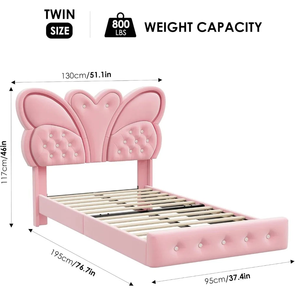 Enchanting Pink Butterfly Twin Bed Frame