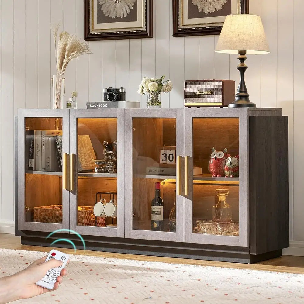 Elegant Modern Buffet Cabinet with Glass Doors
