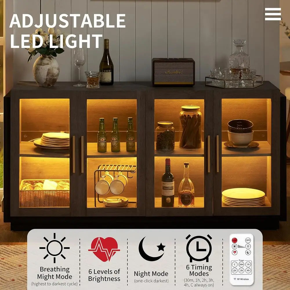 Elegant Modern Buffet Cabinet with Glass Doors