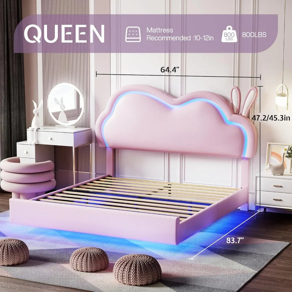 Dreamy Pink Cloud Floating Bed Frame