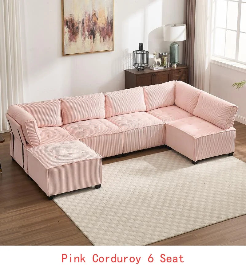 6-Seater U-Shape Modular Sectional Sofa