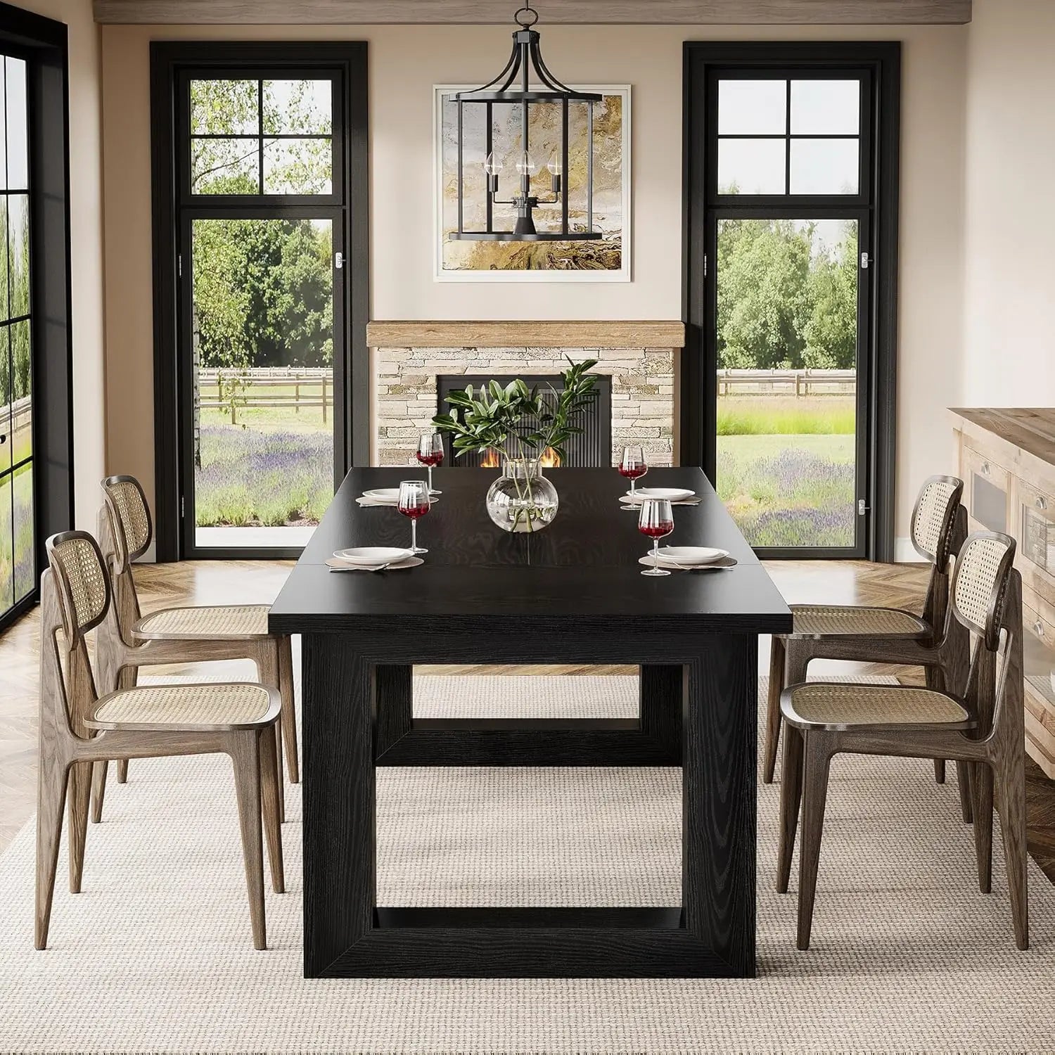 Modern 63" Rectangular Wood Dining Table