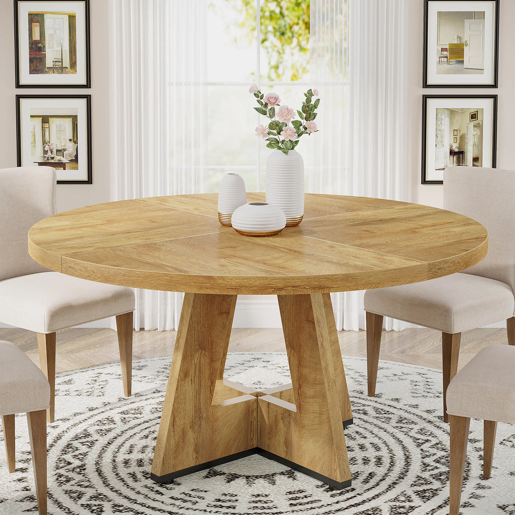 Round Farmhouse Dining Table for 4