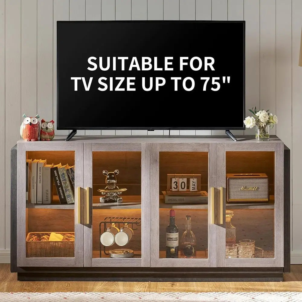 Elegant Modern Buffet Cabinet with Glass Doors