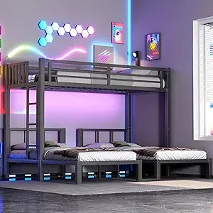 Sturdy Metal Triple Bunk Bed