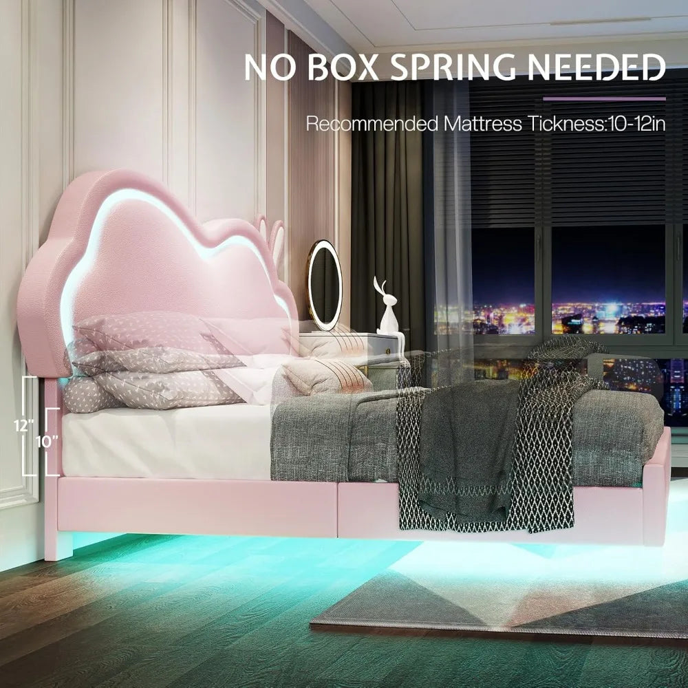 Dreamy Pink Cloud Floating Bed Frame