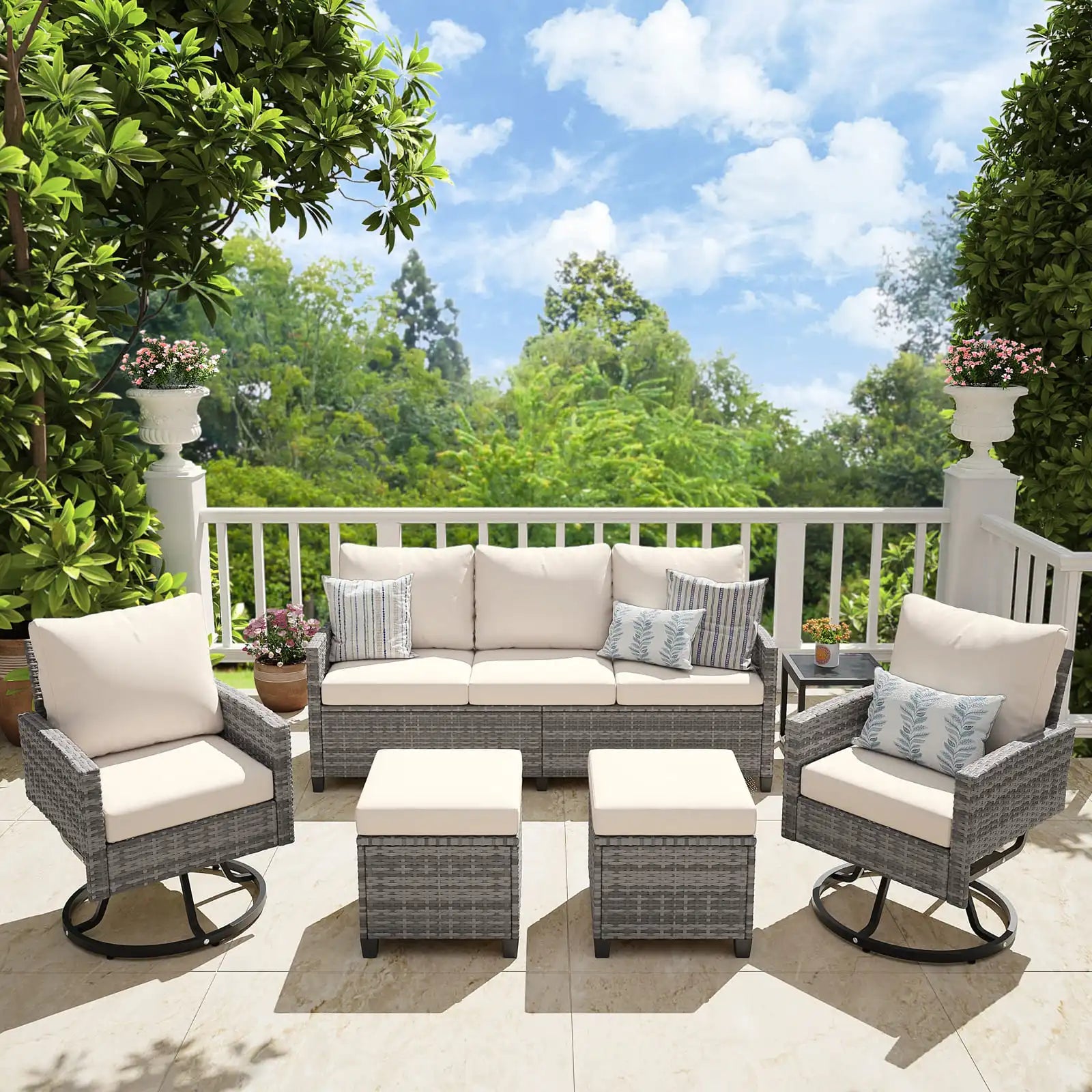 Elegant 6-Piece Wicker Patio Furniture Set