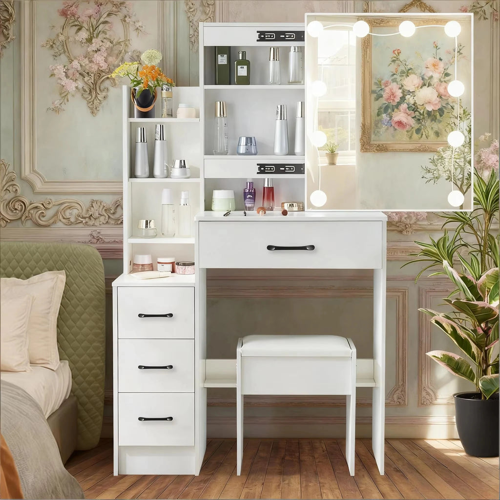 Elegant White LED Vanity Dressing Table