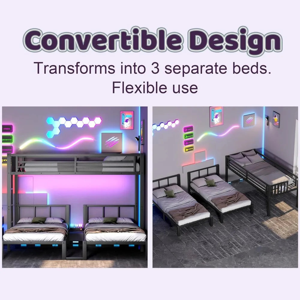 Sturdy Metal Triple Bunk Bed