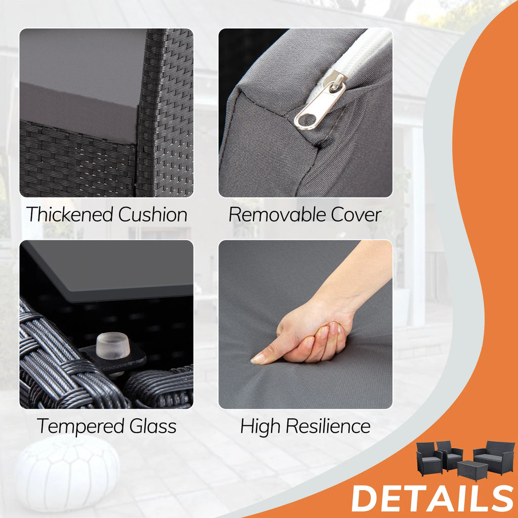 Modern 4-Piece Wicker Patio Furniture Set