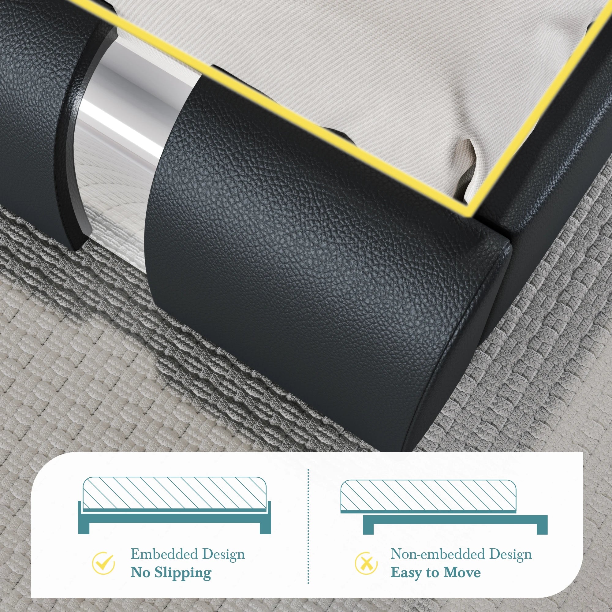 Modern Faux Leather Platform Bed Frame