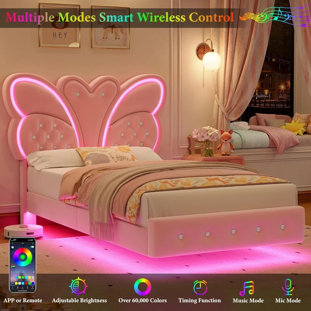 Enchanting Pink Butterfly Twin Bed Frame