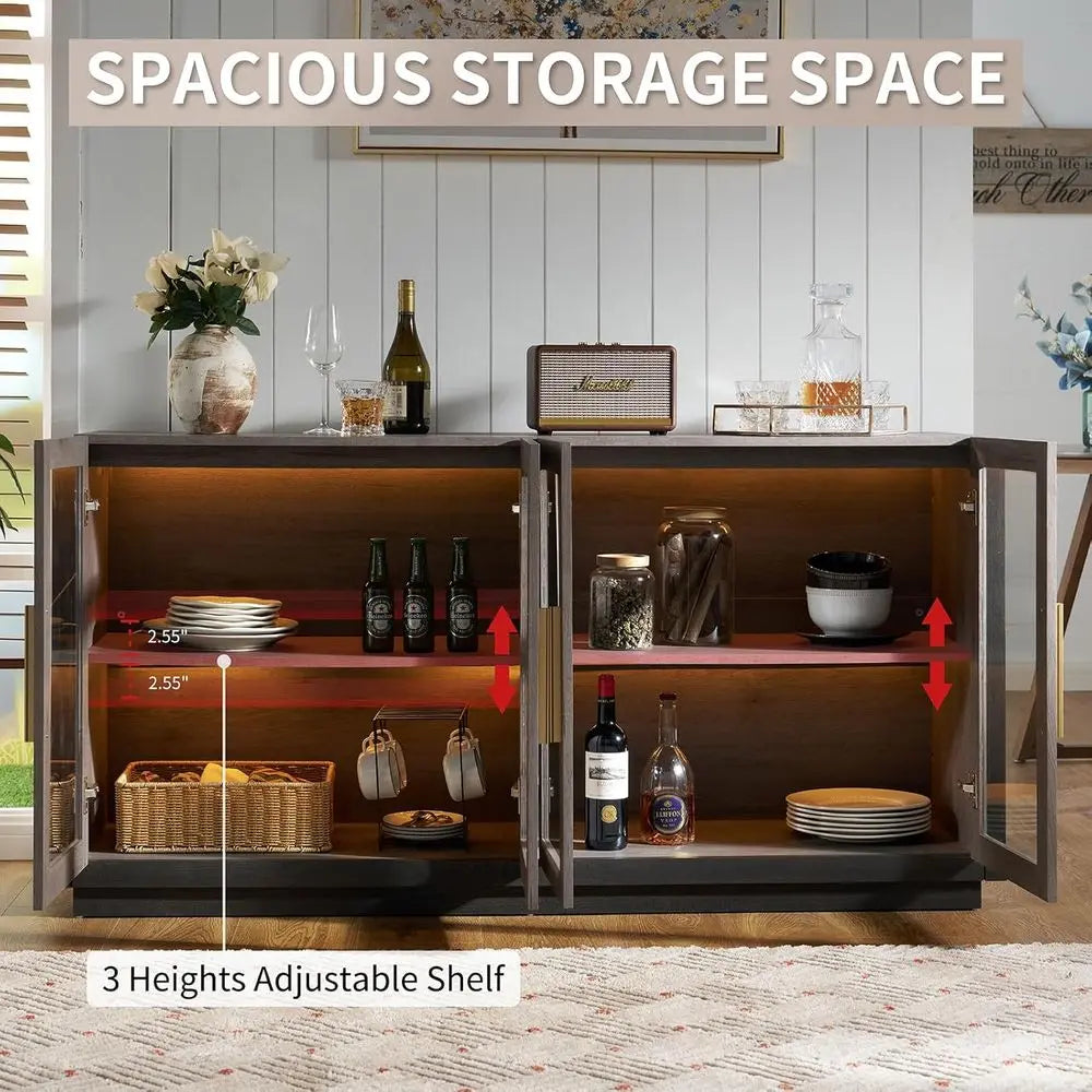 Elegant Modern Buffet Cabinet with Glass Doors