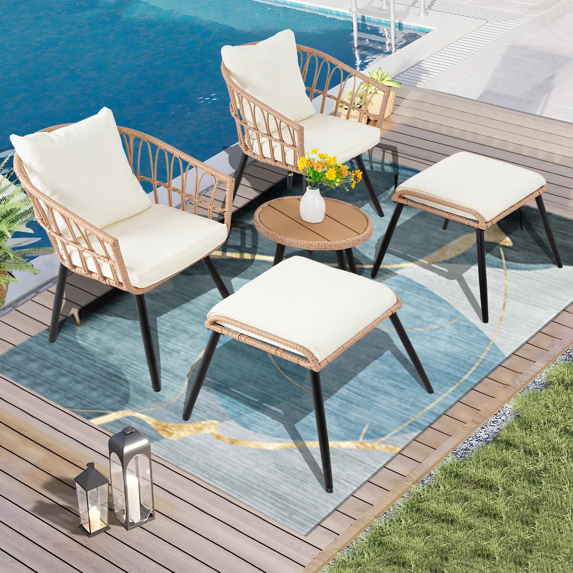 Contemporary 5-Piece Outdoor Patio Furniture Set