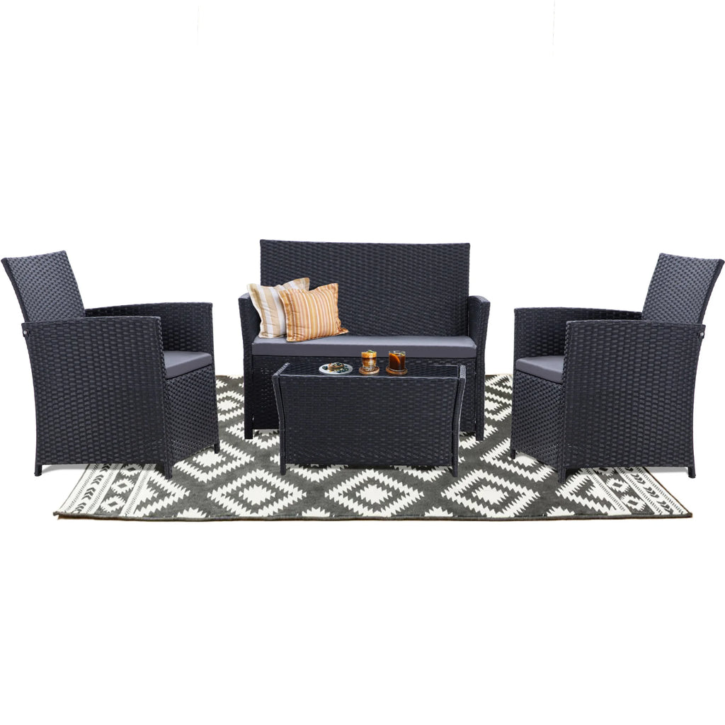 Modern 4-Piece Wicker Patio Furniture Set