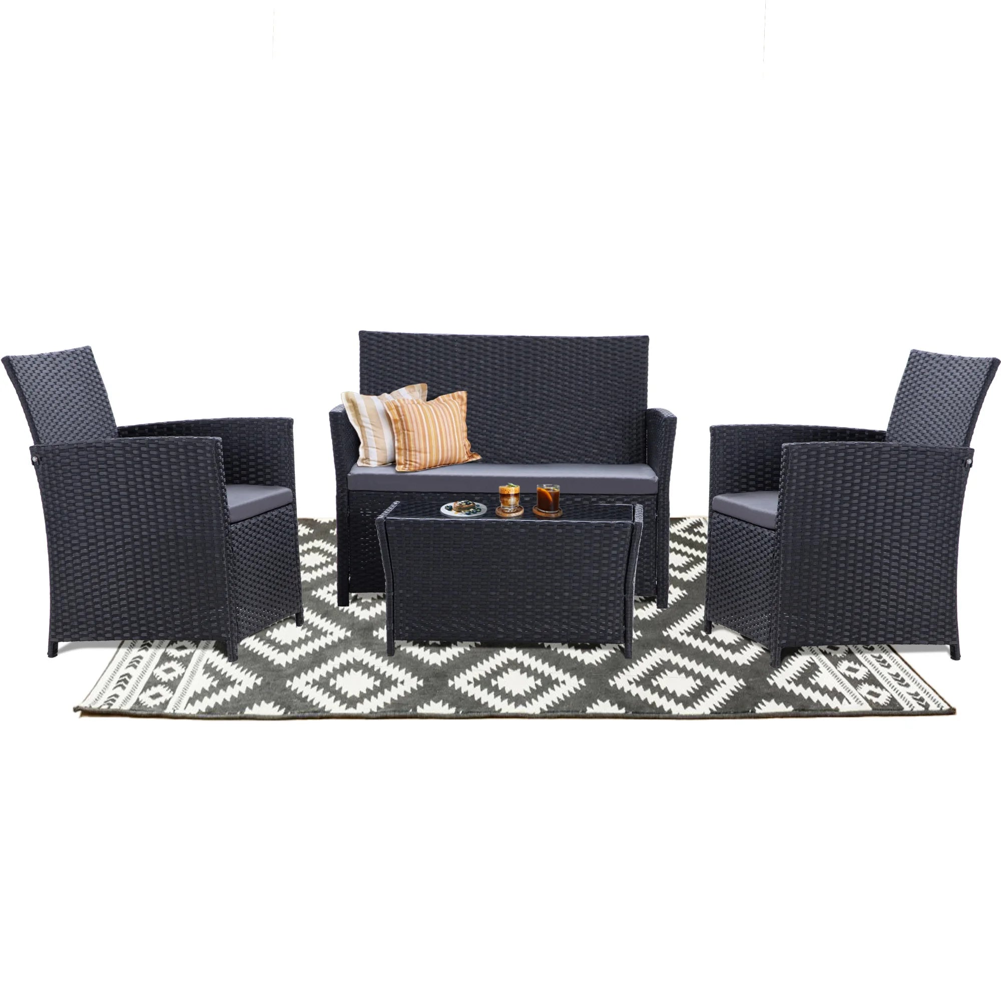Modern 4-Piece Wicker Patio Furniture Set