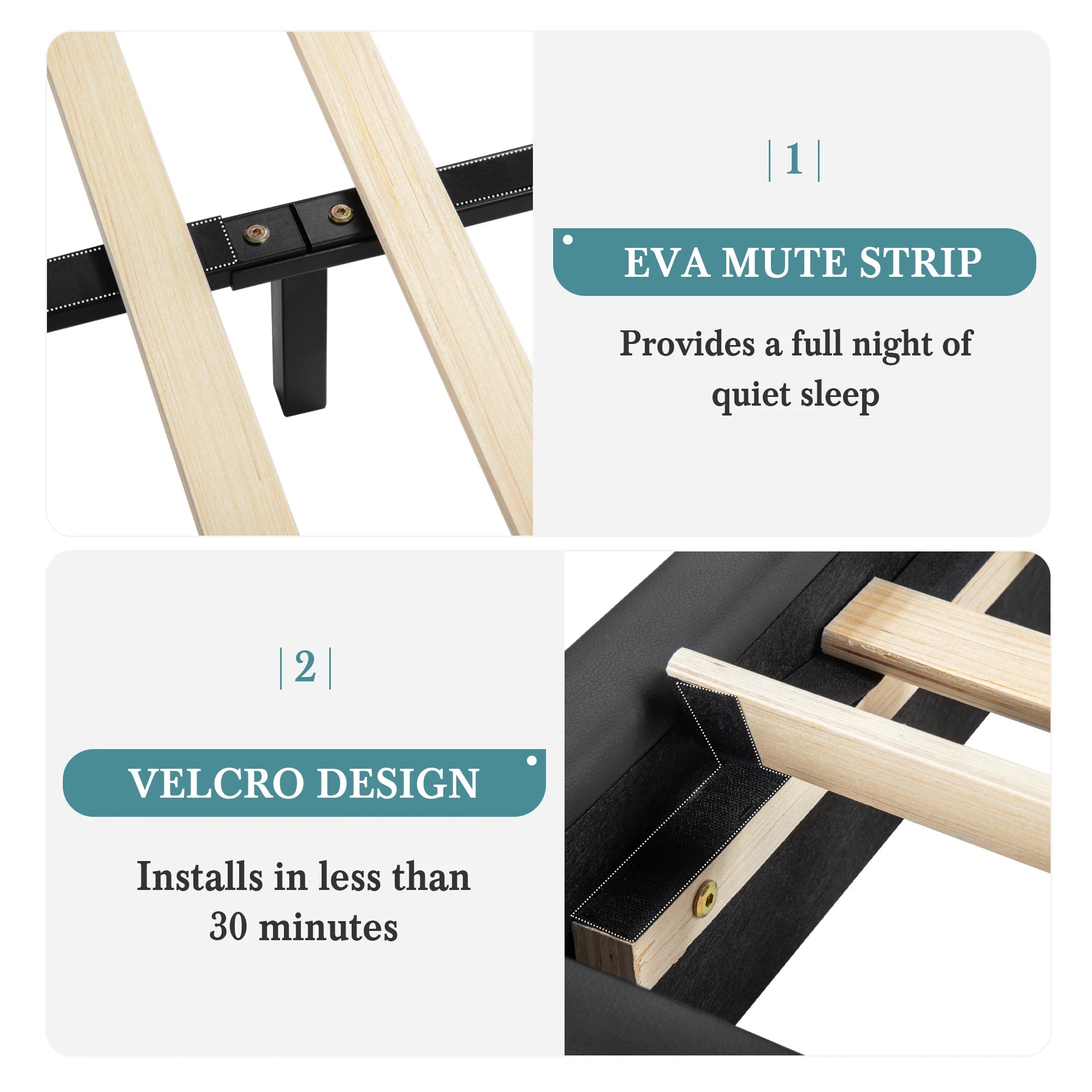 Modern Faux Leather Platform Bed Frame