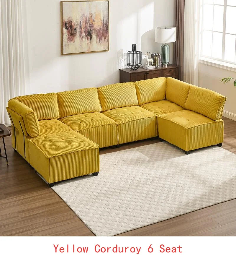 6-Seater U-Shape Modular Sectional Sofa