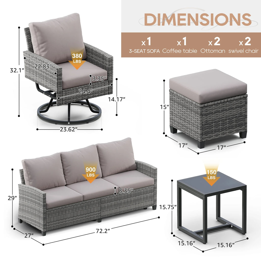 Elegant 6-Piece Wicker Patio Furniture Set