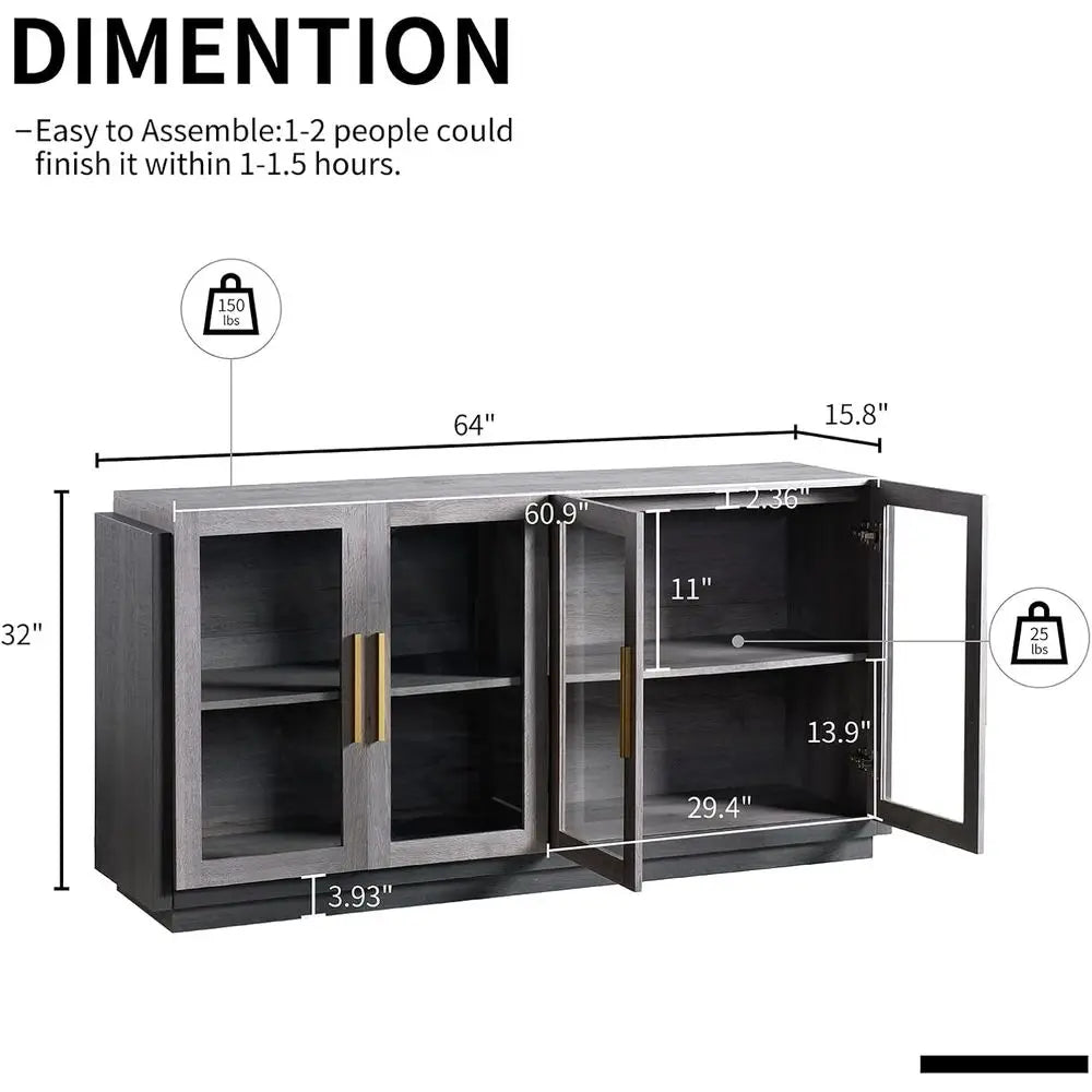 Elegant Modern Buffet Cabinet with Glass Doors