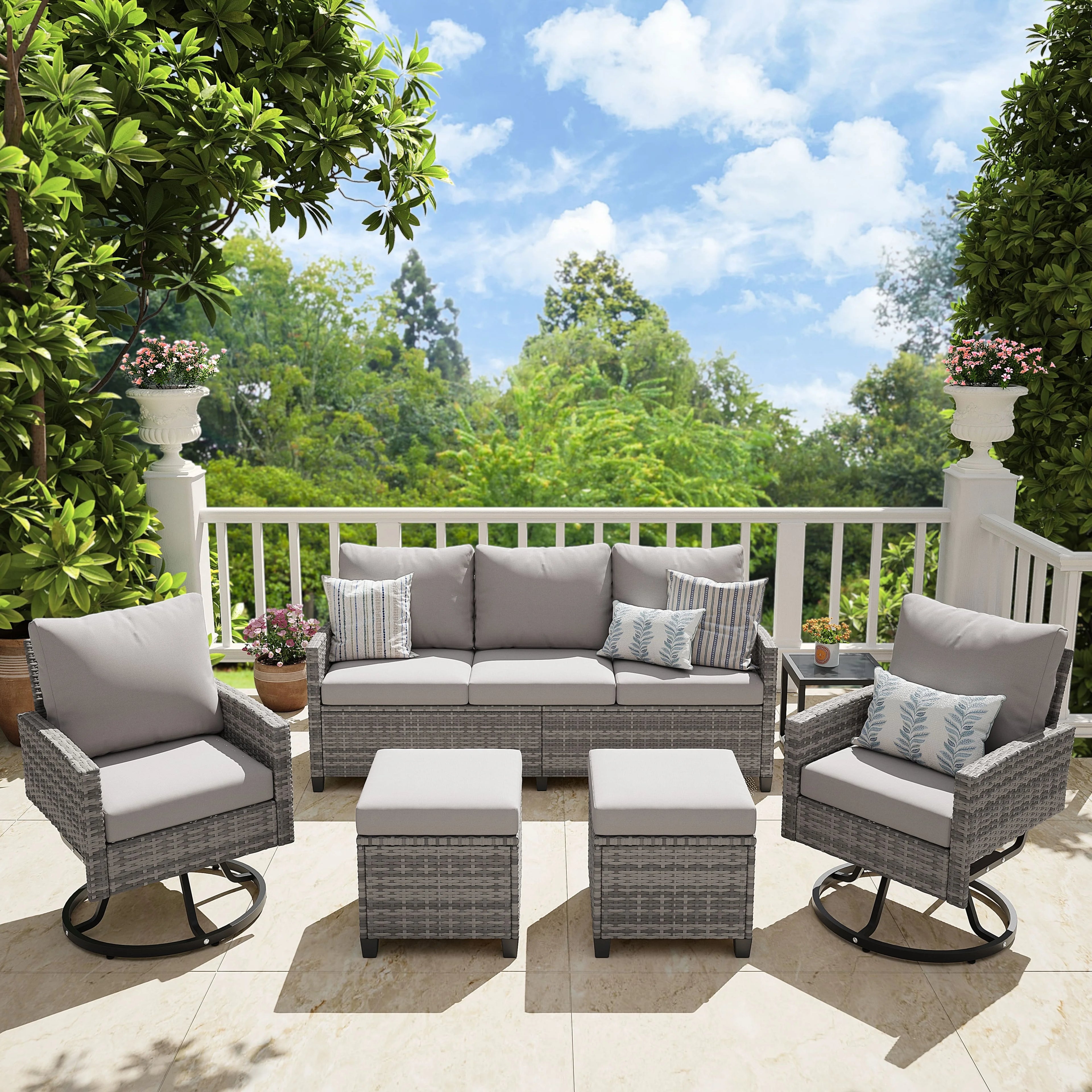 Elegant 6-Piece Wicker Patio Furniture Set