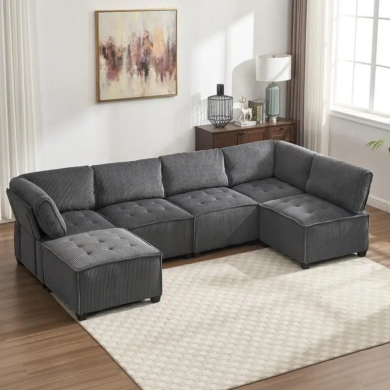 6-Seater U-Shape Modular Sectional Sofa