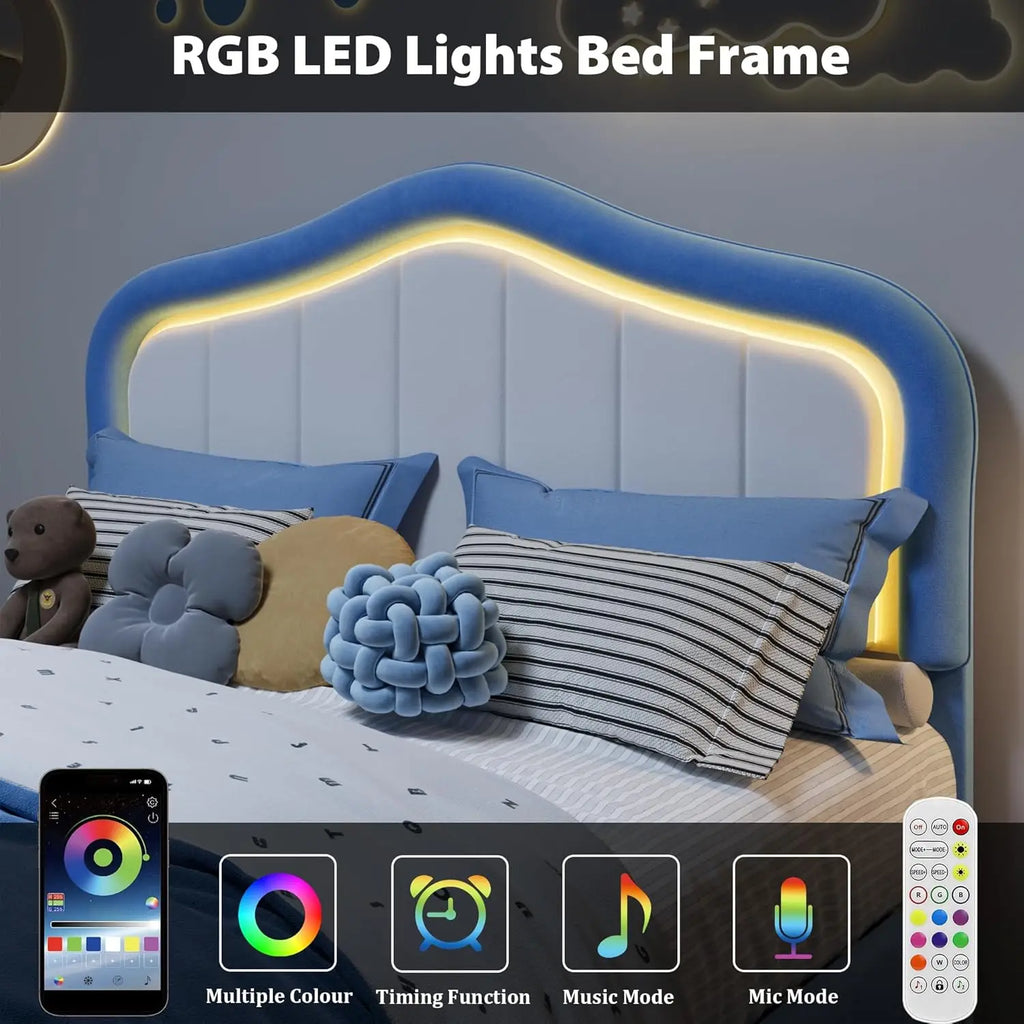 Magical LED Crown Headboard Kids Bed Frame
